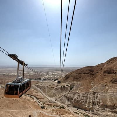Judean Desert. Masada Fortress and the Dead Sea Beach.